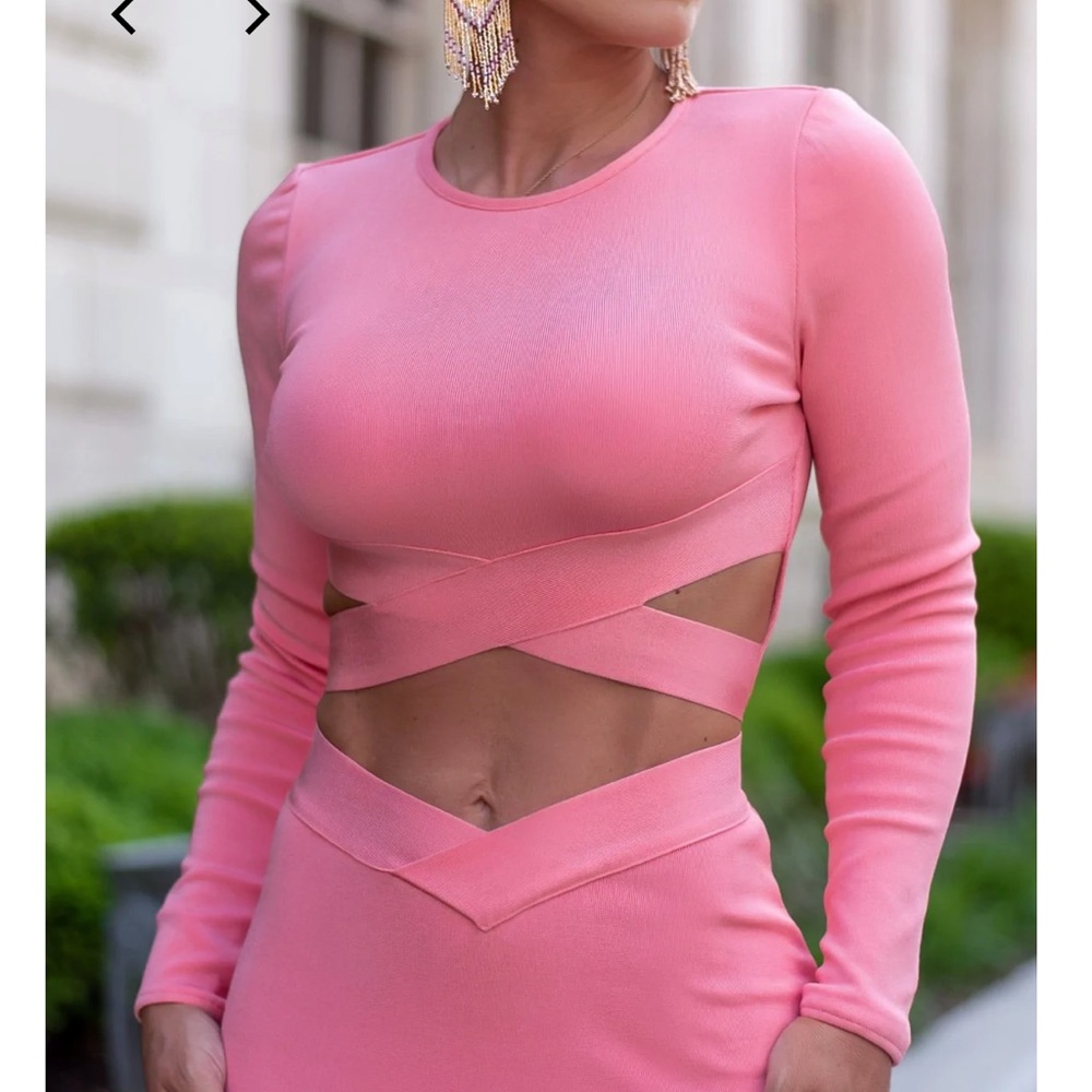 Byegreis Odette Bandage Long Sleeve Top Pink NWT
